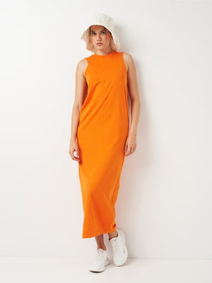 Длинное оранжевое платье-футляр | 6865426