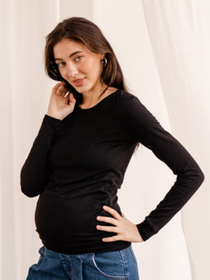 Чорний джемпер на флісі для вагітних | 6865648