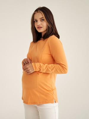 Трикотажний помаранчевий джемпер для вагітних та годуючих мам з секретом годування  | 6865691