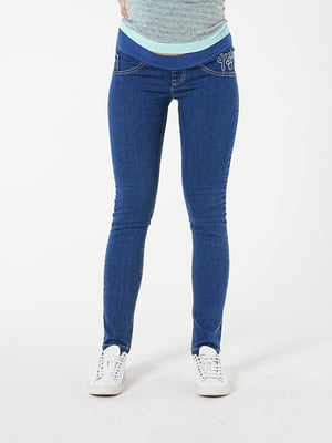 Стрейчеві джинси для вагітних з грайливим принтом | 6865703