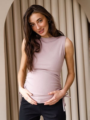 Рожева майка в рубчик  для вагітних та годуючих мам з секретом для годування | 6865728