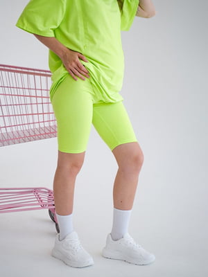 Велосипедки салатового кольору для вагітних з еластичним бандажем під живіт | 6865730