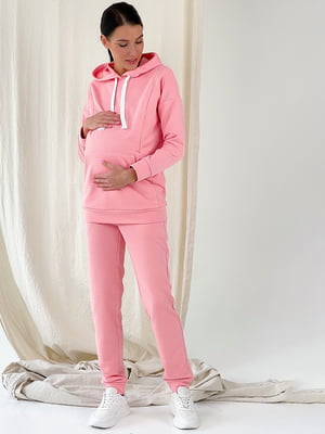 Рожевий костюм для вагітних та годуючих мам з секретом годування: худі, штани з еластичним бандажем | 6865796