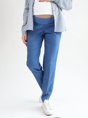 Стильні штани зі стрілками синього кольору | 6865935