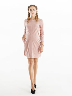 Рожева замшева сукня для вагітних з рукавом 3/4 | 6866005