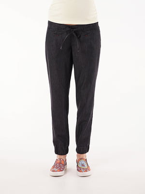 Чорні джинси для вагітних у спортивному стилі з манжетами по низу | 6866060
