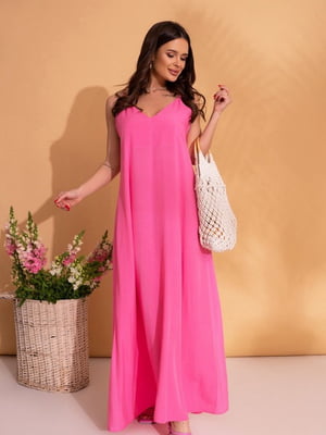 Рожева бавовняна сукня в білизняному стилі | 6871719