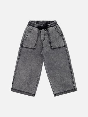 Подовжені сірі джинсові шорти  на шнурку  | 6871940