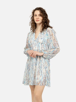 Шифонова розкльошена сукня в стилі ампір в різнокольоровий принт | 6871967