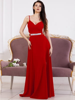 Платье нарядное красное с поясом | 6506567