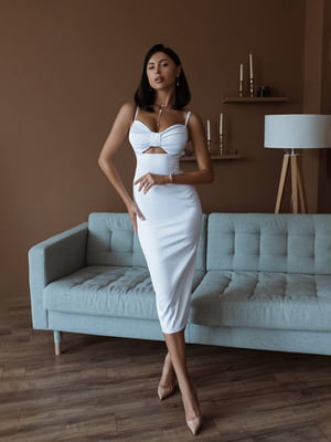 Біла сукня міді довжини | 6873955