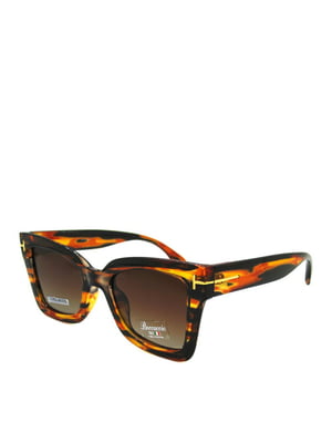 Сонцезахисні окуляри в коричнево-бурштиновій оправі | 6866092