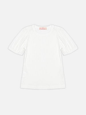 Бавовняна футболка біла в рубчик | 6872178