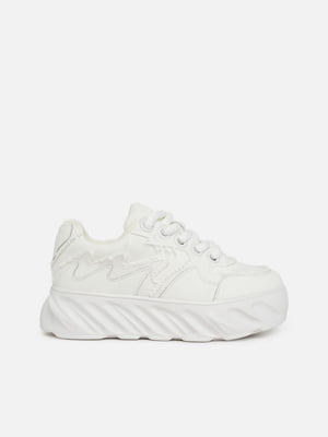 Шкіряні комбіновані кросівки білого кольору на товстій підошві | 6872626