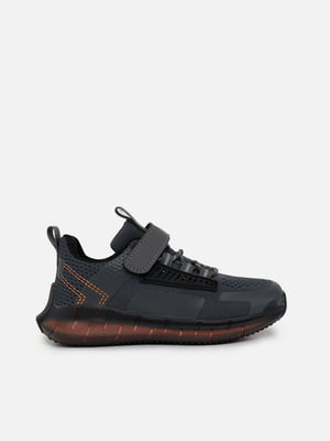 Текстильні чорні кросівки на шнурівці та липучці | 6872692