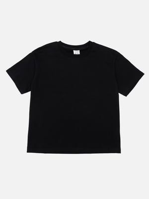 Чорна бавовняна футболка з принтом і коротким рукавом | 6873086