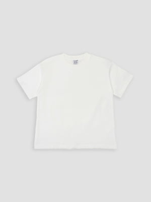 Біла бавовняна футболка з коротким рукавом | 6873087