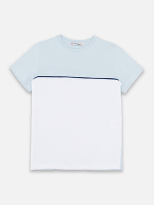 Біло-блакитна бавовняна футболка | 6873145