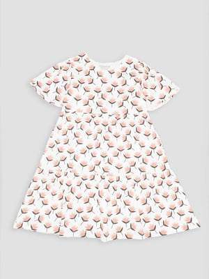 Сукня з коротким рукавом молочна з принтом | 6873559