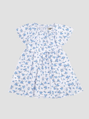 Розкльошена біло-блакитна сукня в квітковий принт | 6873566