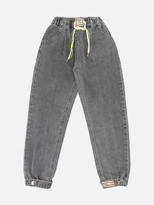 Сірі джинсові джогери з нашивкою | 6873875