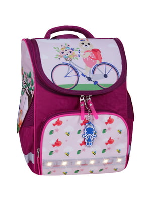 Рюкзак шкільний каркасний з ліхтариками малинового кольору з принтом Успіх (12 л) | 6874375