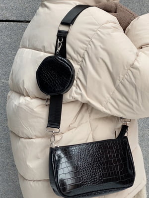 Чорна сумка-багет з гаманцем | 6875135