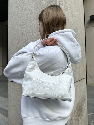 Біла сумка-багет з короткою ручкою | 6875175