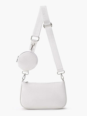 Біла сумка-багет з гаманцем | 6875341