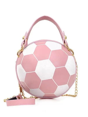 Рожева кругла сумка футбольний м'яч на ланцюжку | 6875397