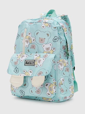 Текстильний рюкзак м’ятного кольору з принтом | 6875871