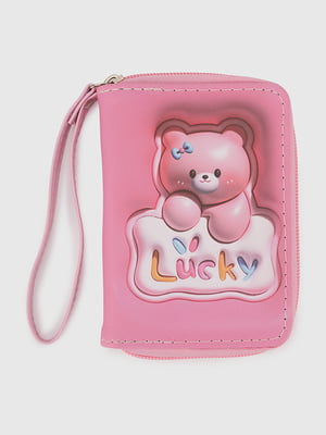 Рожевий гаманець з аплікацією “Зайка” та написом Lucky | 6875956