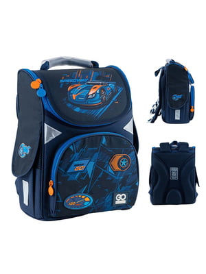 Рюкзак каркасний синій з гумовими бейджами | 6875960