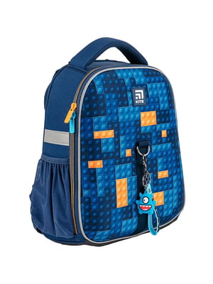 Синій рюкзак з принтом і кишенями сіткою | 6876119