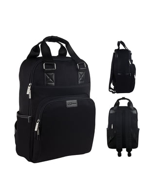 Чорний рюкзак з накладною кишенею | 6876127
