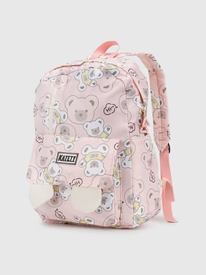 Текстильний рюкзак персикового кольору з принтом | 6876150