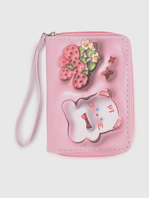 Рожевий гаманець з аплікацією “Котик та квіти” | 6876175