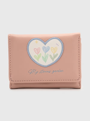 Рожевий гаманець  з квітковою аплікацією “Серце” | 6876235