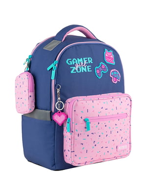 Рюкзак шкільний різнокольоровий з принтом і накладною кишенею | 6876279