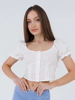 Блуза однотонна молочного кольору | 6876466