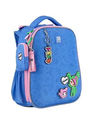 Блакитний каркасний рюкзак з кишенями сіткою | 6876642