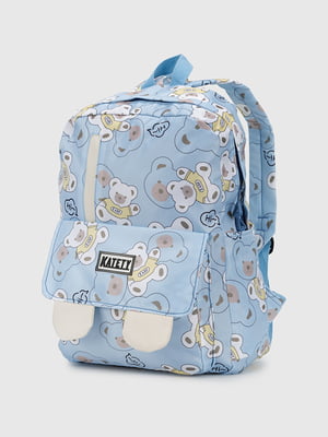 Текстильний блакитний рюкзак з принтом | 6876656