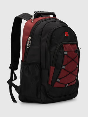 Чорно-червоний рюкзак з декоративною шнурівкою | 6876707