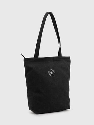 Чорна сумка шопер з текстилю | 6876746