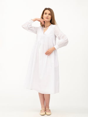Біла сукня А-силуету з V-подібним вирізом | 6116371
