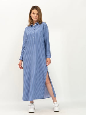 Блакитна сукня-сорочка максі довжини | 6116528