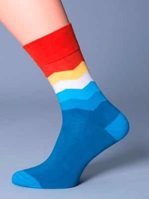 Блакитні бавовняні шкарпетки з малюнком | 6868789