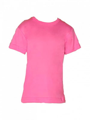 Бавовняна футболка рожева однотонна | 6868888