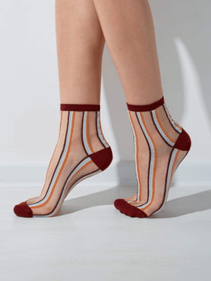 Бордові шкарпетки з мононитки зі смужками | 6868966