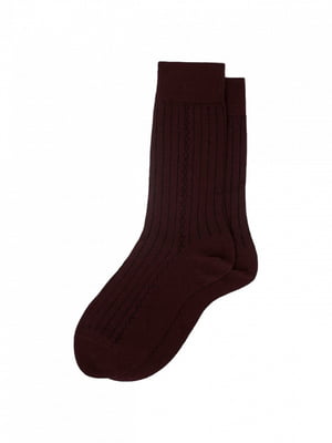 Однотонные темно-бордовые носки с рисунком | 6868982